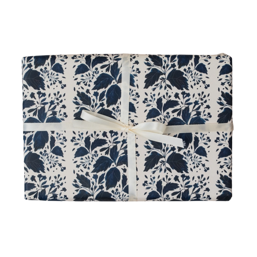 Blue Botanical Gift Wrap Sheet