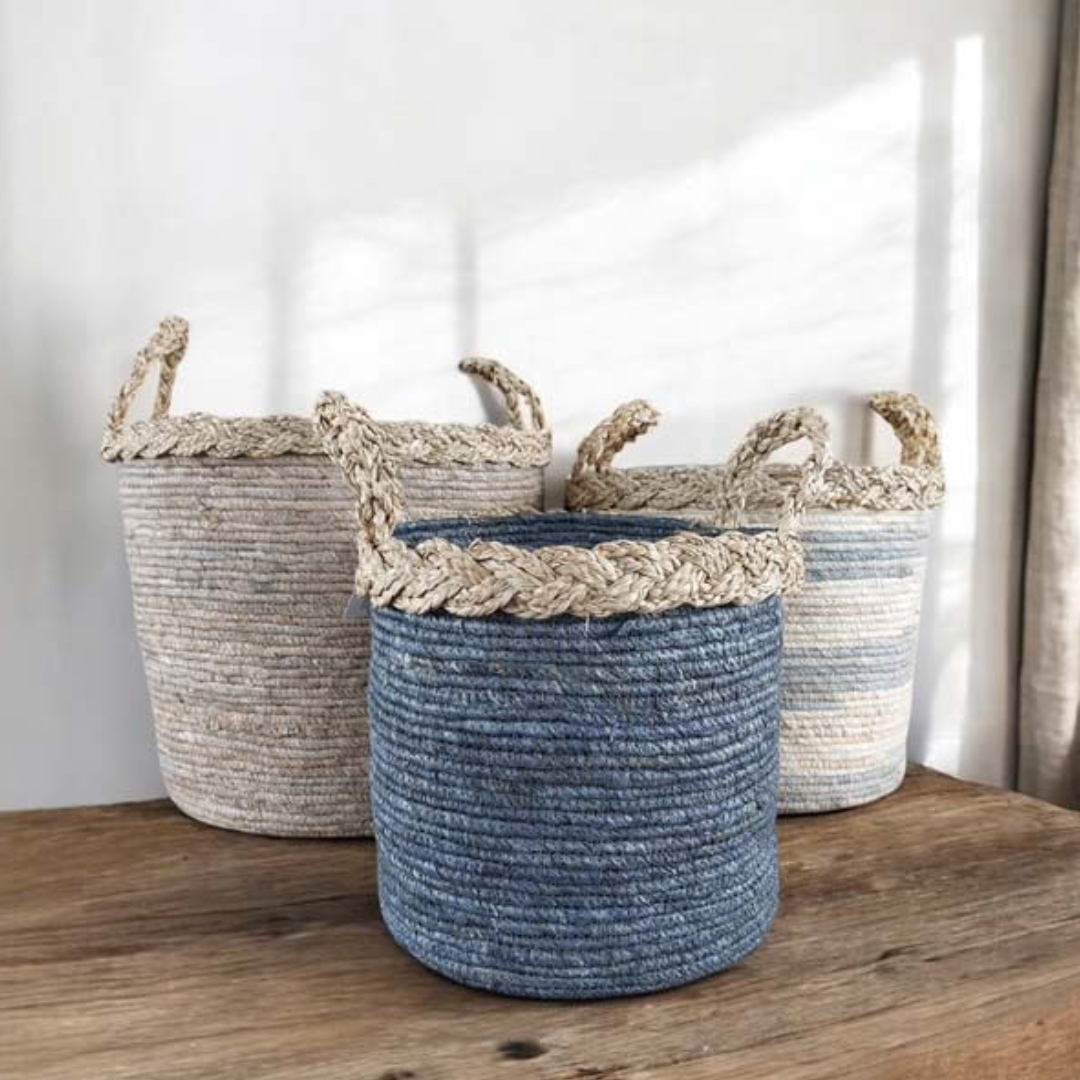 Coastal Colours Woven Baskets | 3 sizes