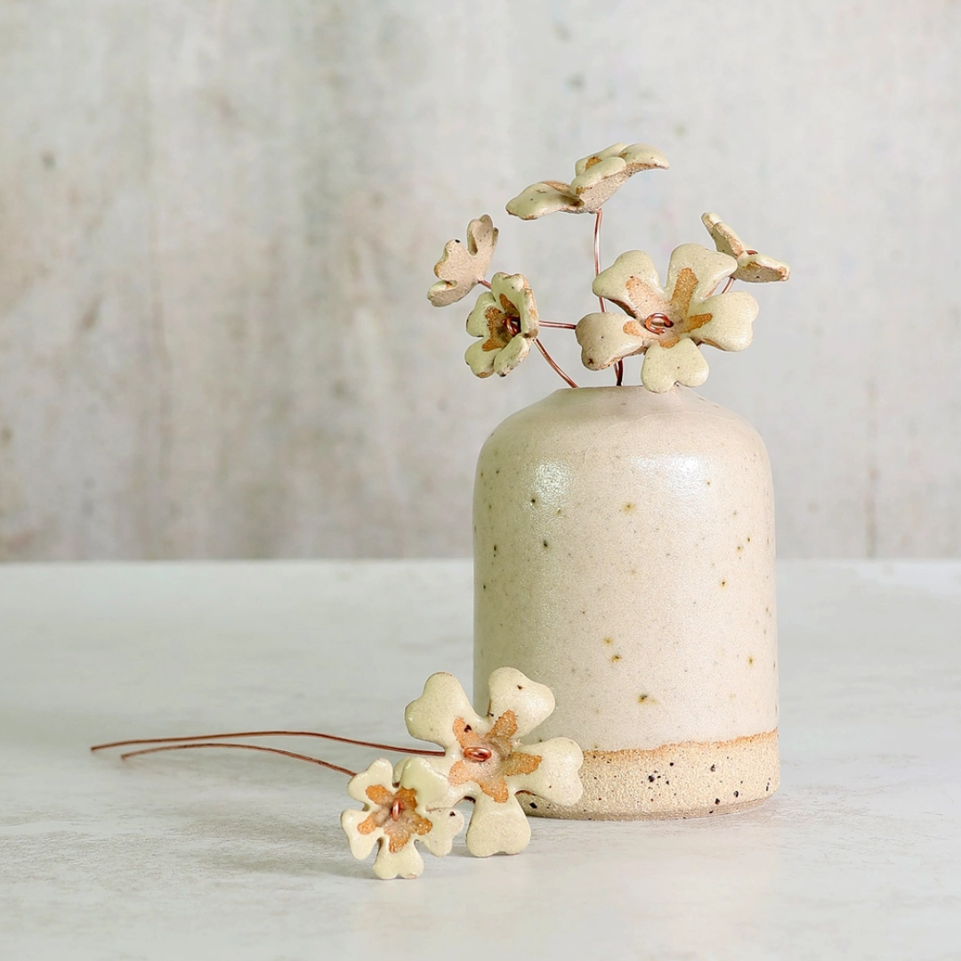Handmade Ceramic Yellow Primrose Flower Stems | Small or Reg