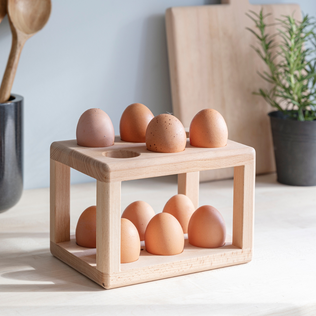 Beech Wood Tiered Egg Rack | 12 eggs