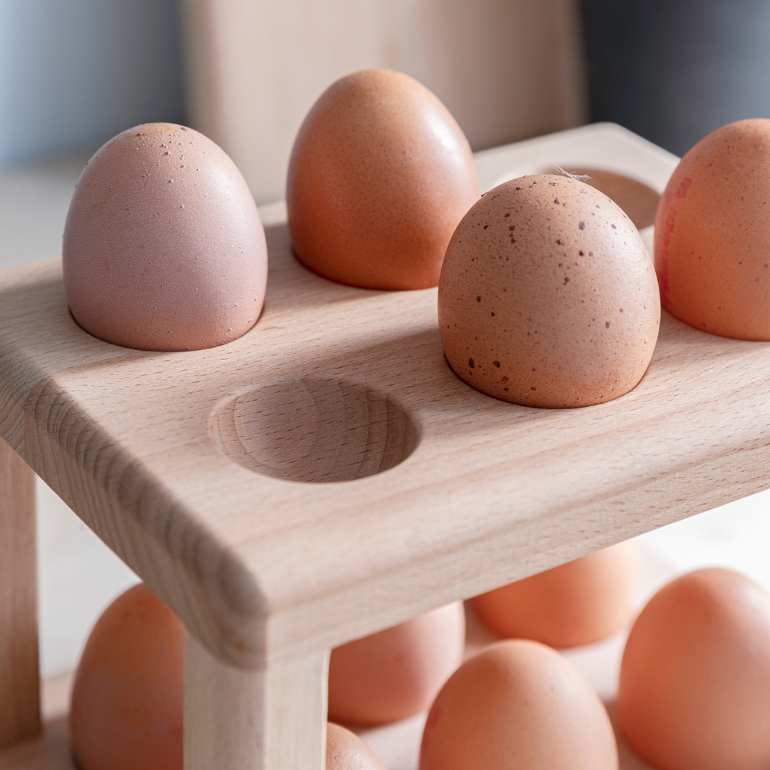 Beech Wood Tiered Egg Rack | 12 eggs