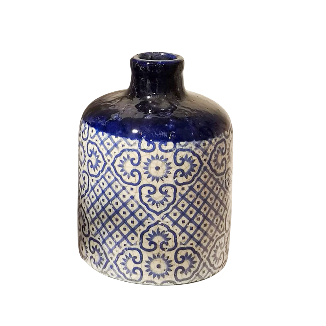Mediterranean Blue Bottle Vase