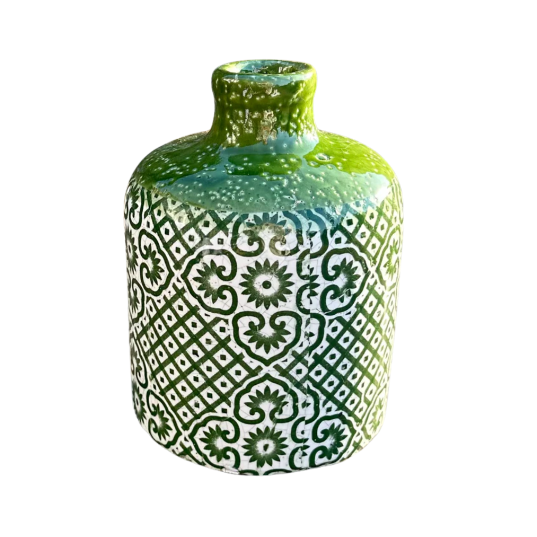 Mediterranean Green Bottle Vase