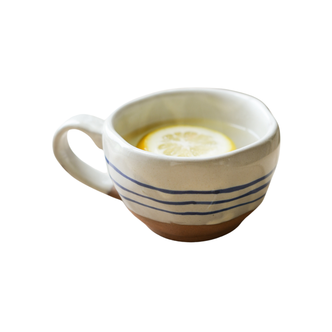 Handpainted Blue Stripe Breton Tea Cup