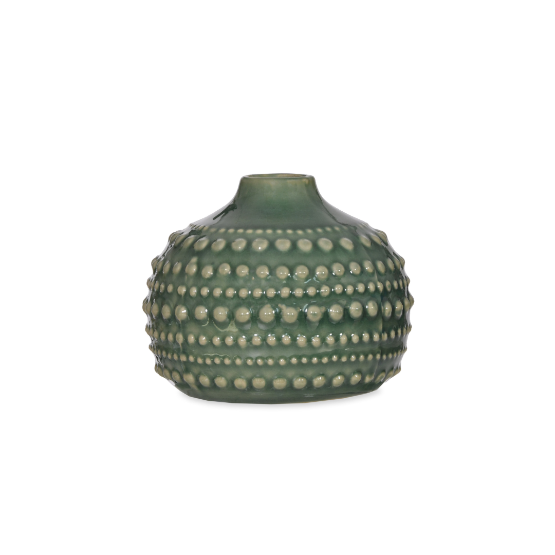 Ceramic Bobble Vase | Dark Green