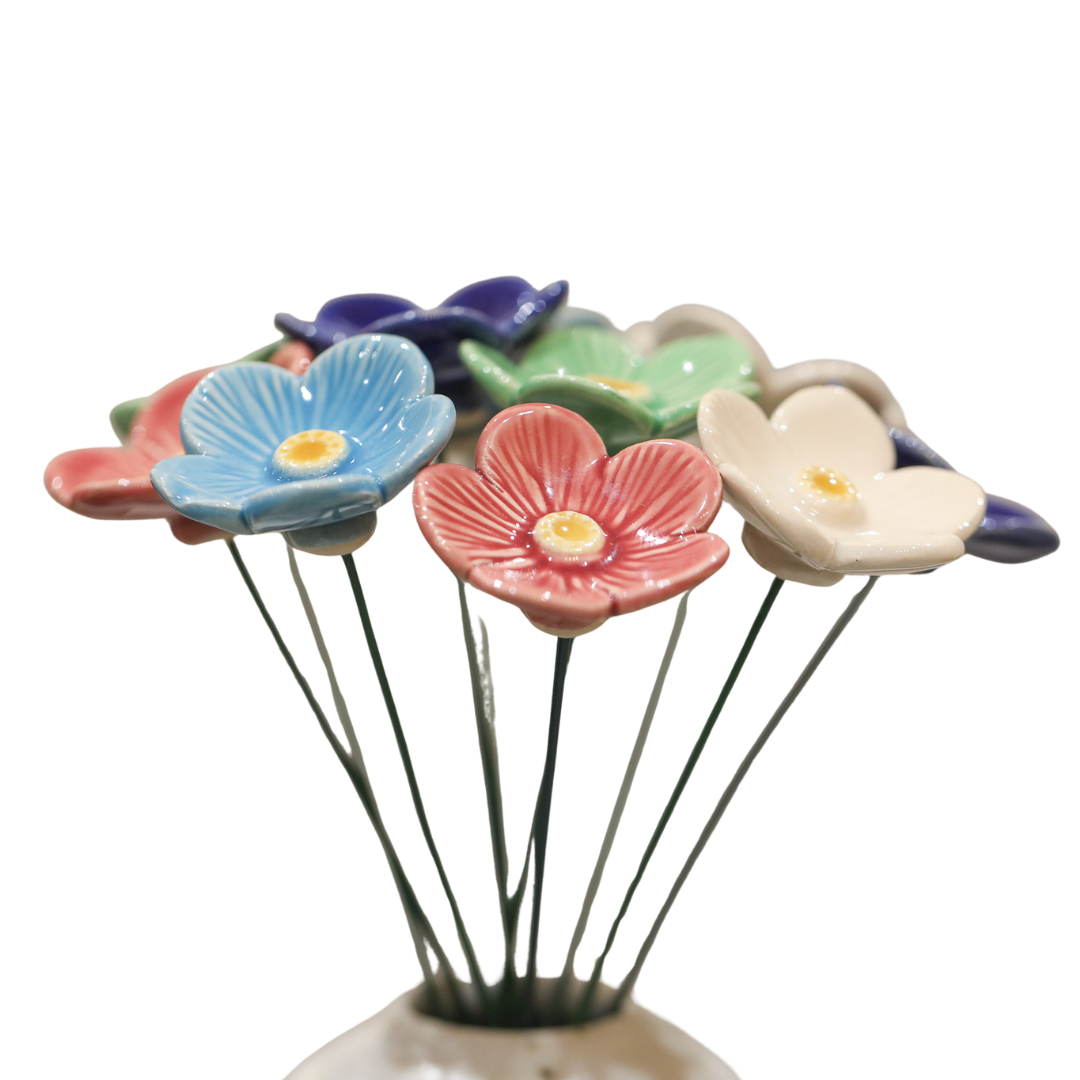 Handmade Ceramic Blossom Stem | Six Vibrant Colours