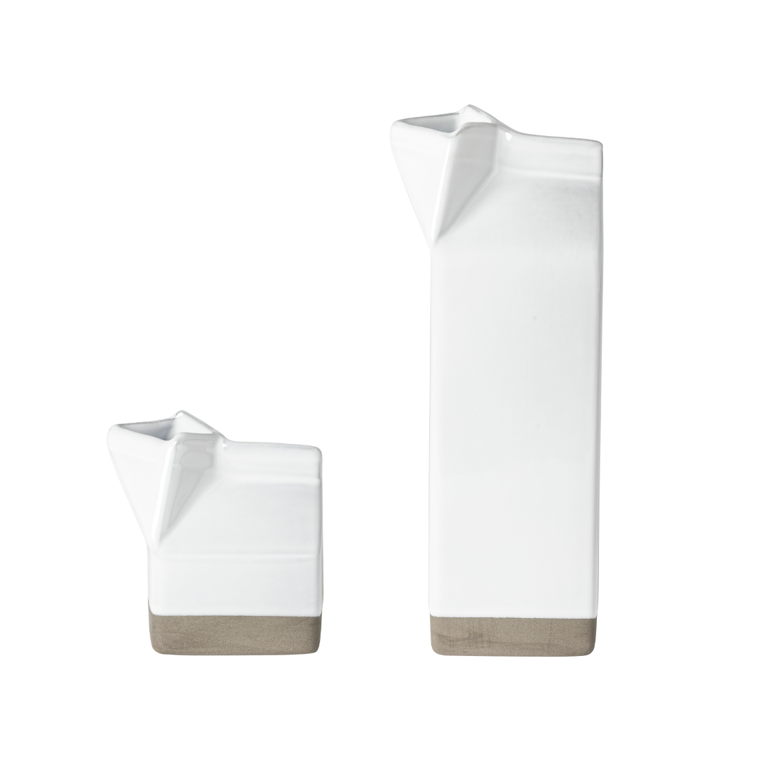 White Ceramic Milk Carton | Small & Large