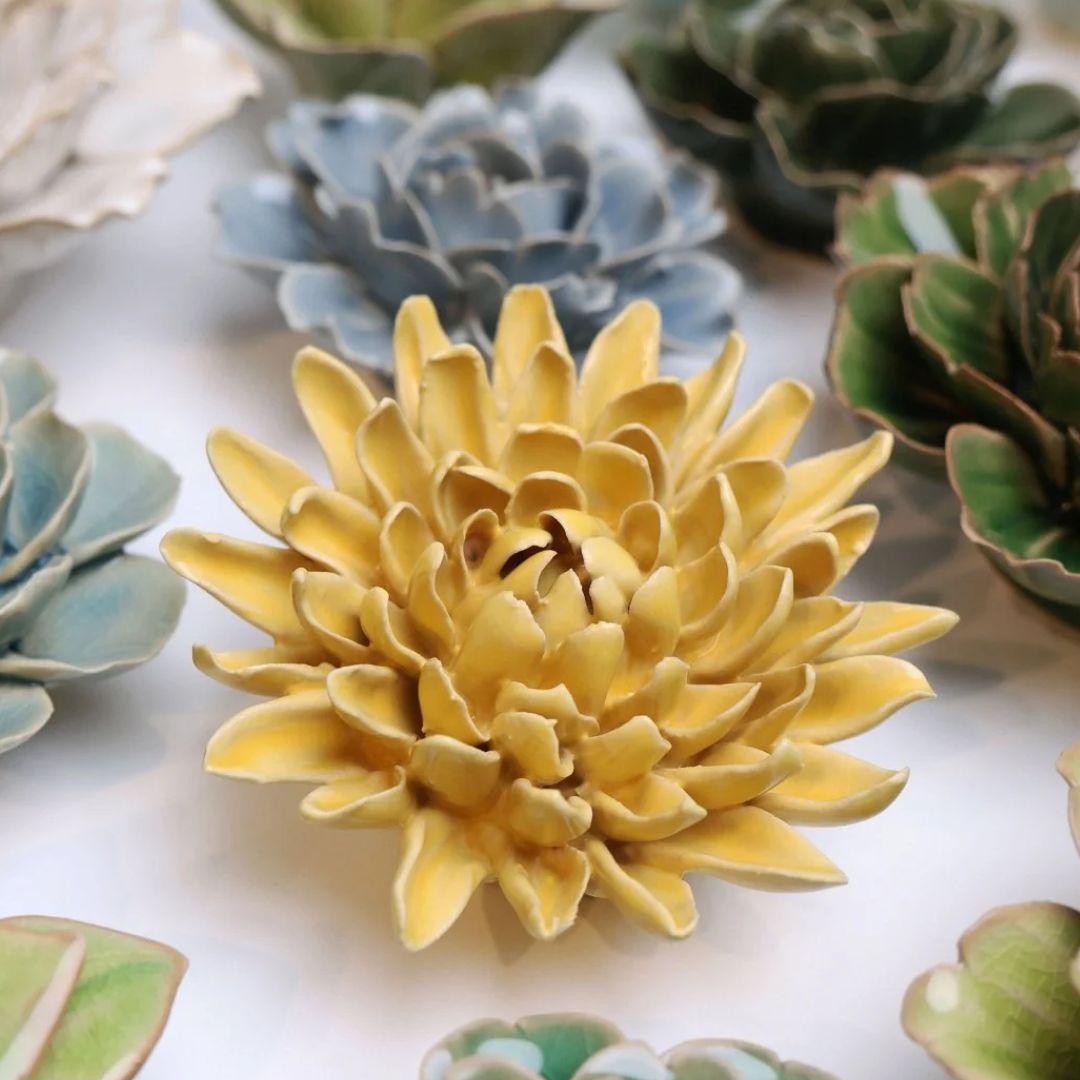 Ceramic Crysanthamum | Sunshine Yellow
