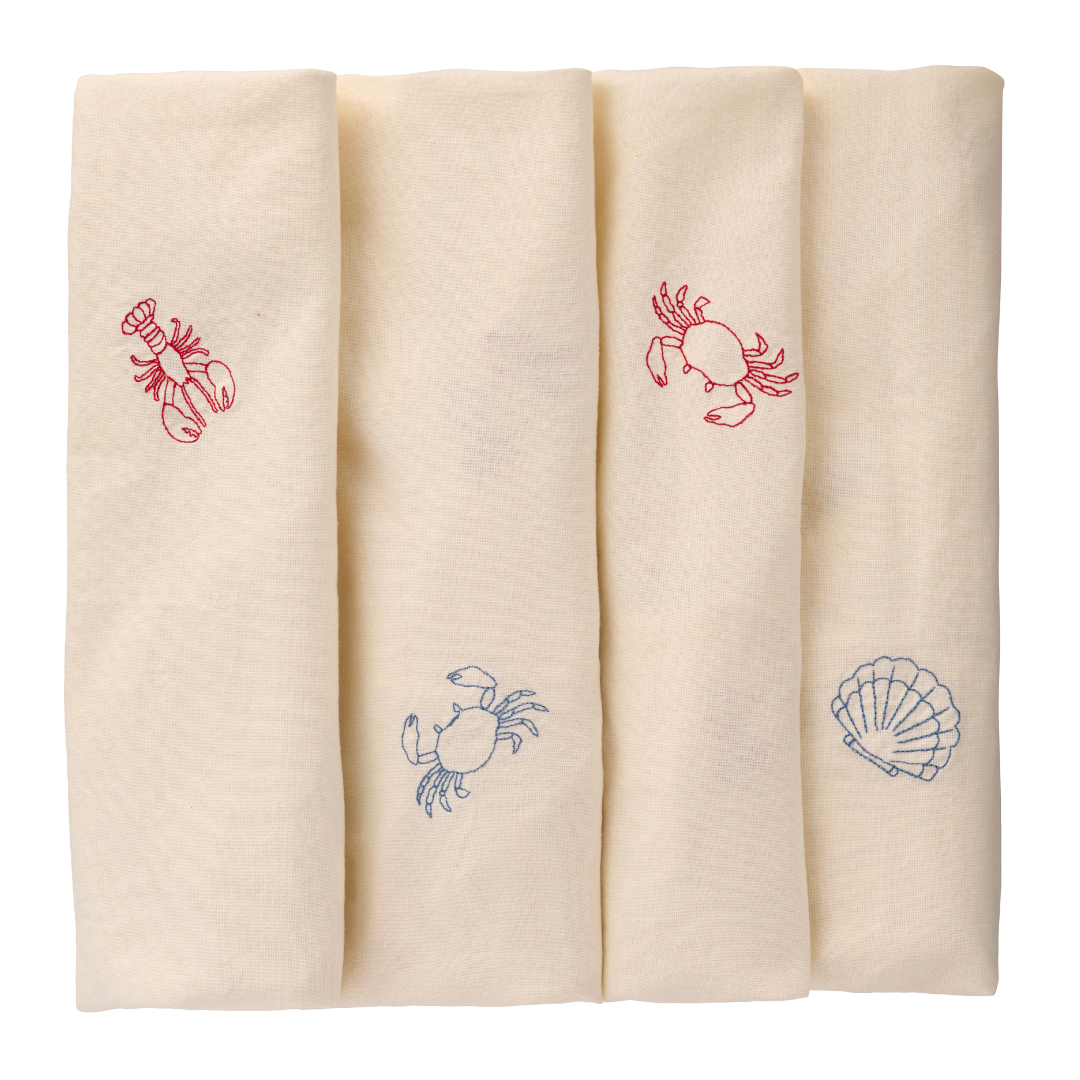 Coastal Embroidered Cotton Tablecloth