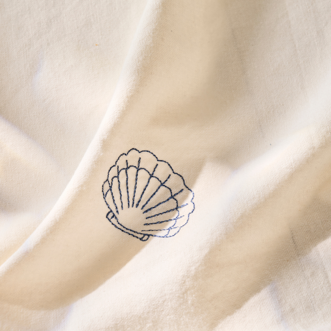 Coastal Embroidered Cotton Tablecloth