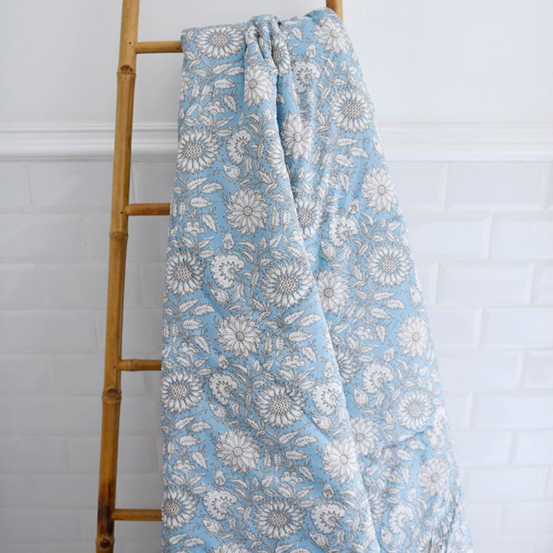 Cornflower Blue Quilted Bedspread