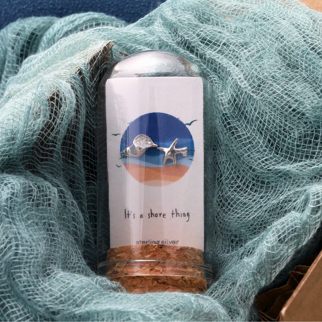 Sterling Silver Earrings in a Gift Bottle | Various Coastal Designs