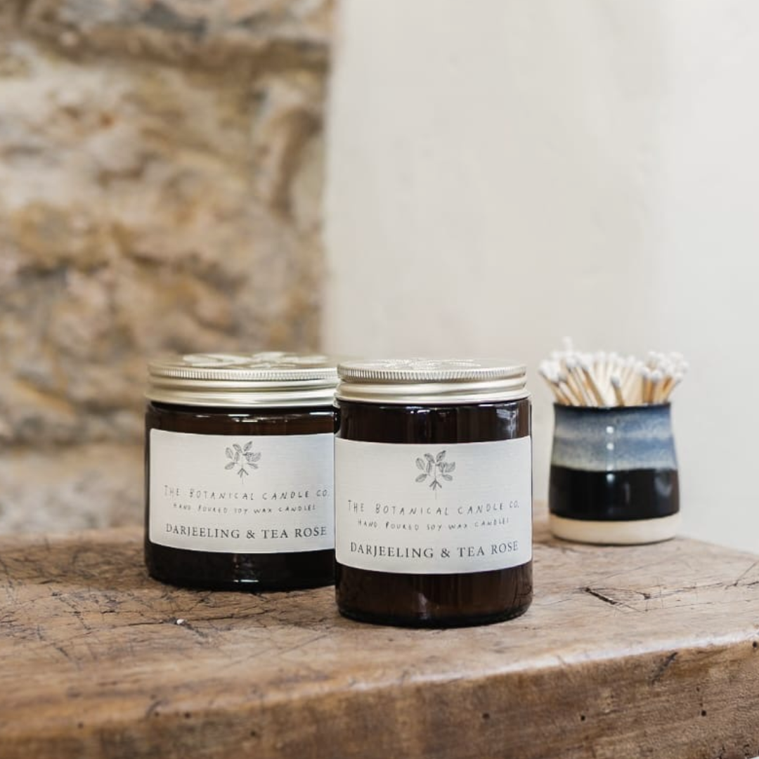 Darjeeling & Tea Rose Scented Soy Botanical Candle