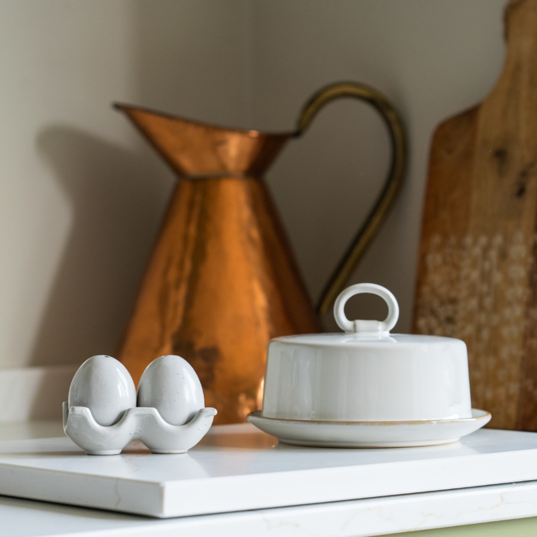 Circular Ceramic Butter Dish | White