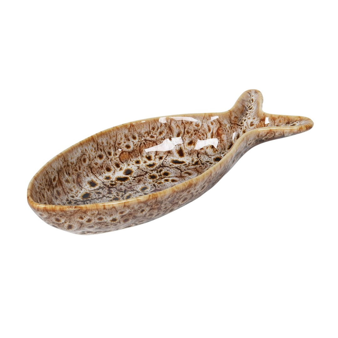 Brown Speckled Fish Plate