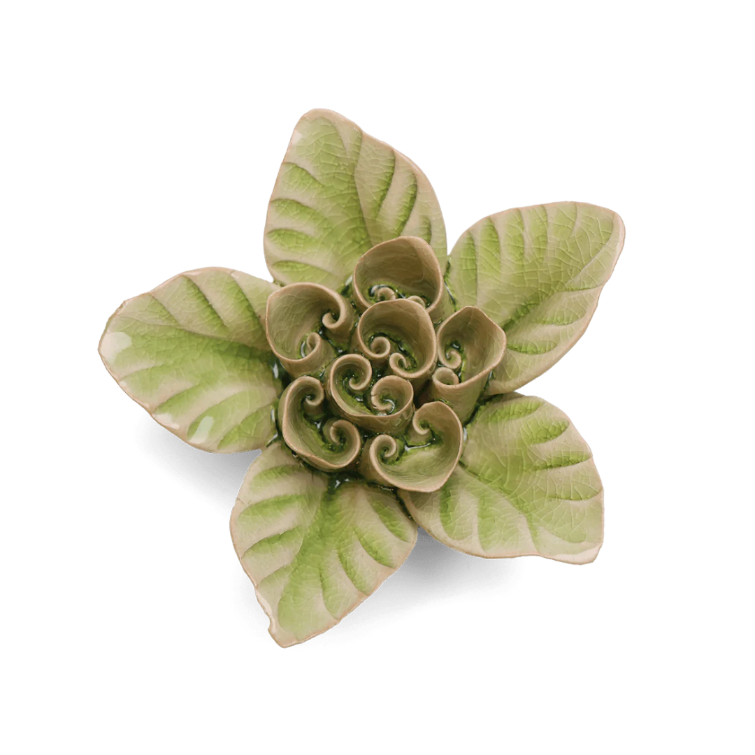 Ceramic Lotus Flower | Moss Green