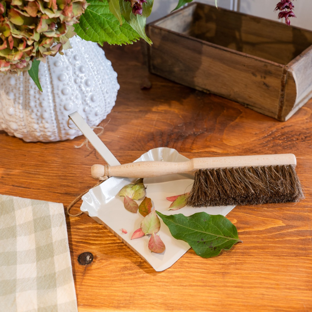 Metal Dust Pan & Table Brush | Beige or Green