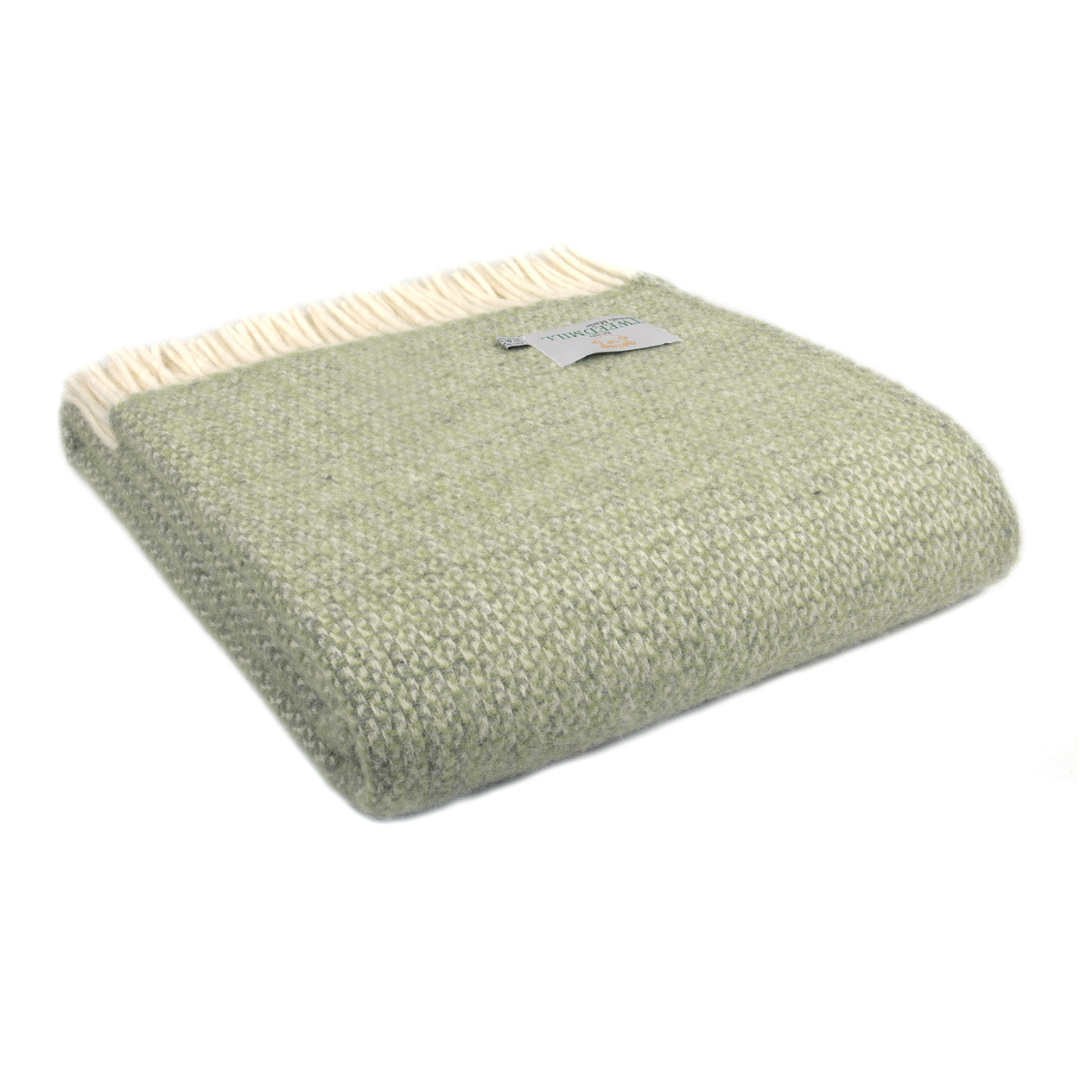Sage Green & Grey Pure New Wool Throw