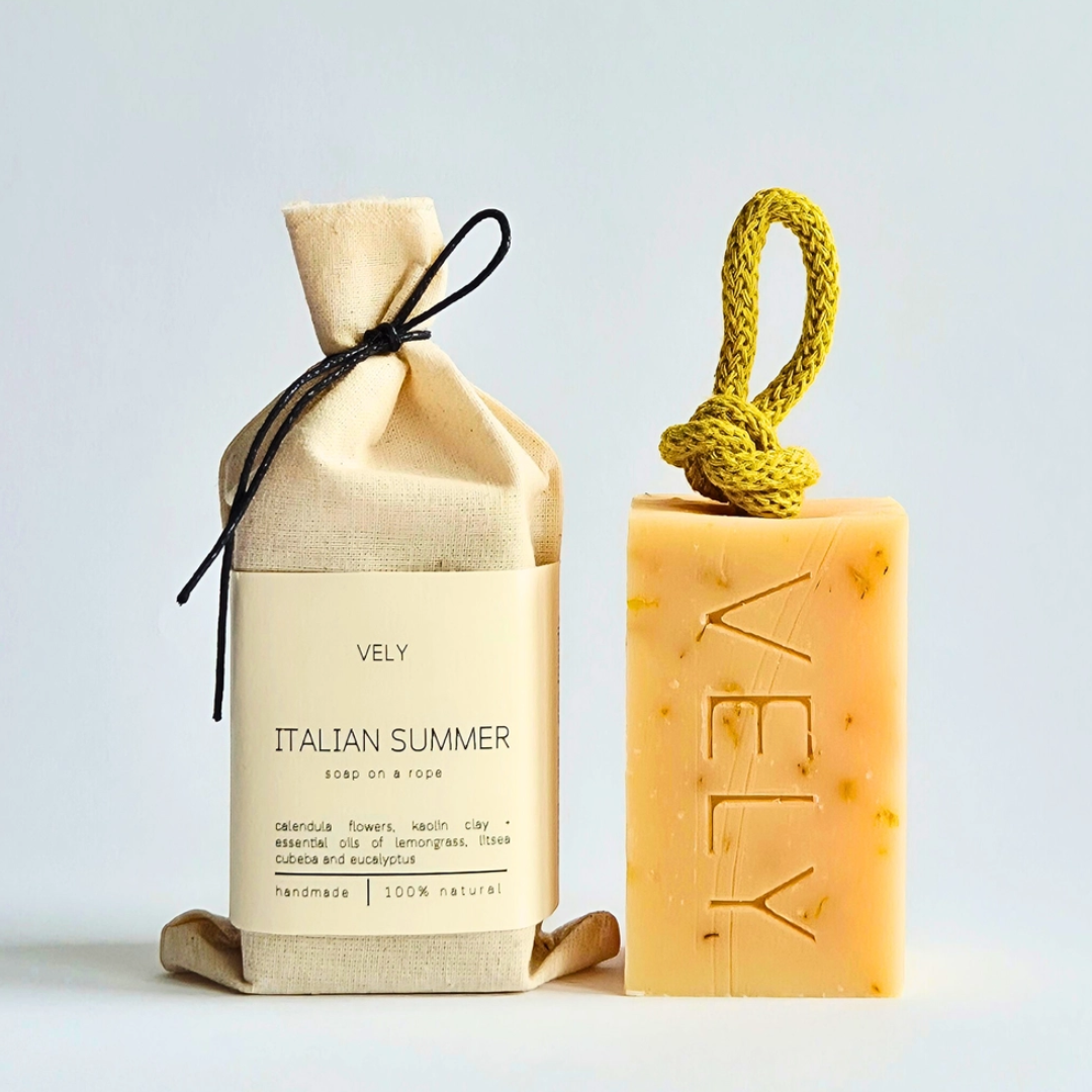 Natural Handmade Soap On A Rope | "Italian Summer"