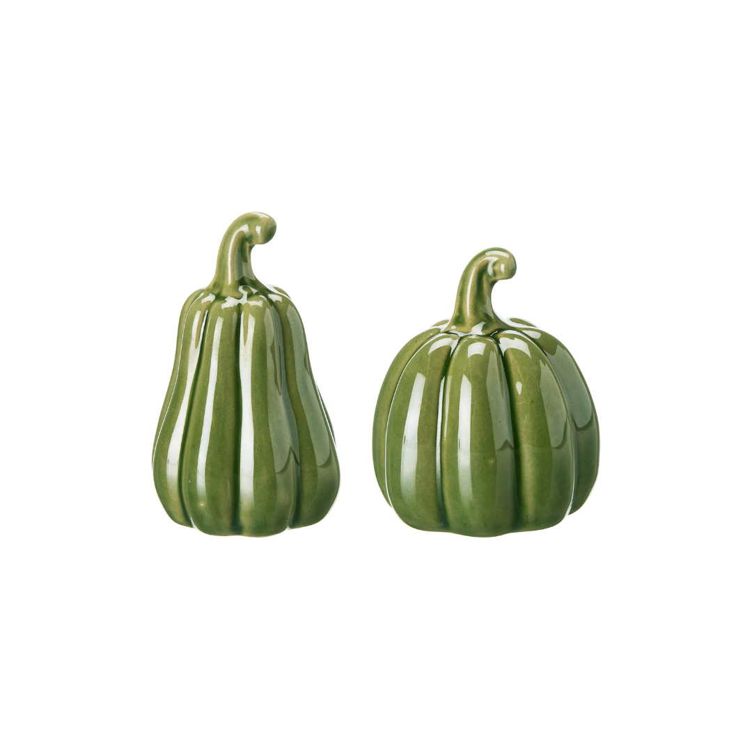 Mini Ceramic Pumpkins Green | 2 shapes