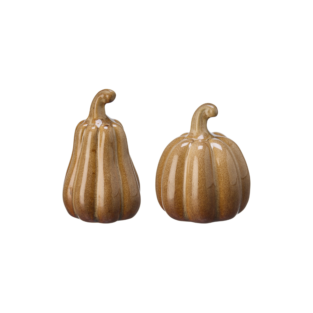 Mini Ceramic Pumpkins Caramel Beige | 2 shapes