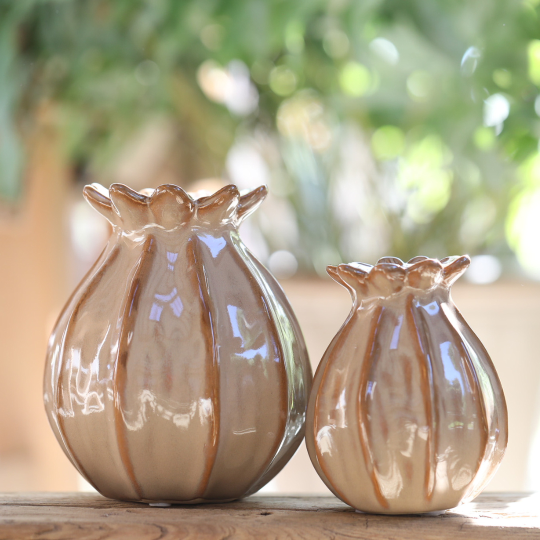 Lillian Poppy Seed Head Vase | Malt Brown | Large
