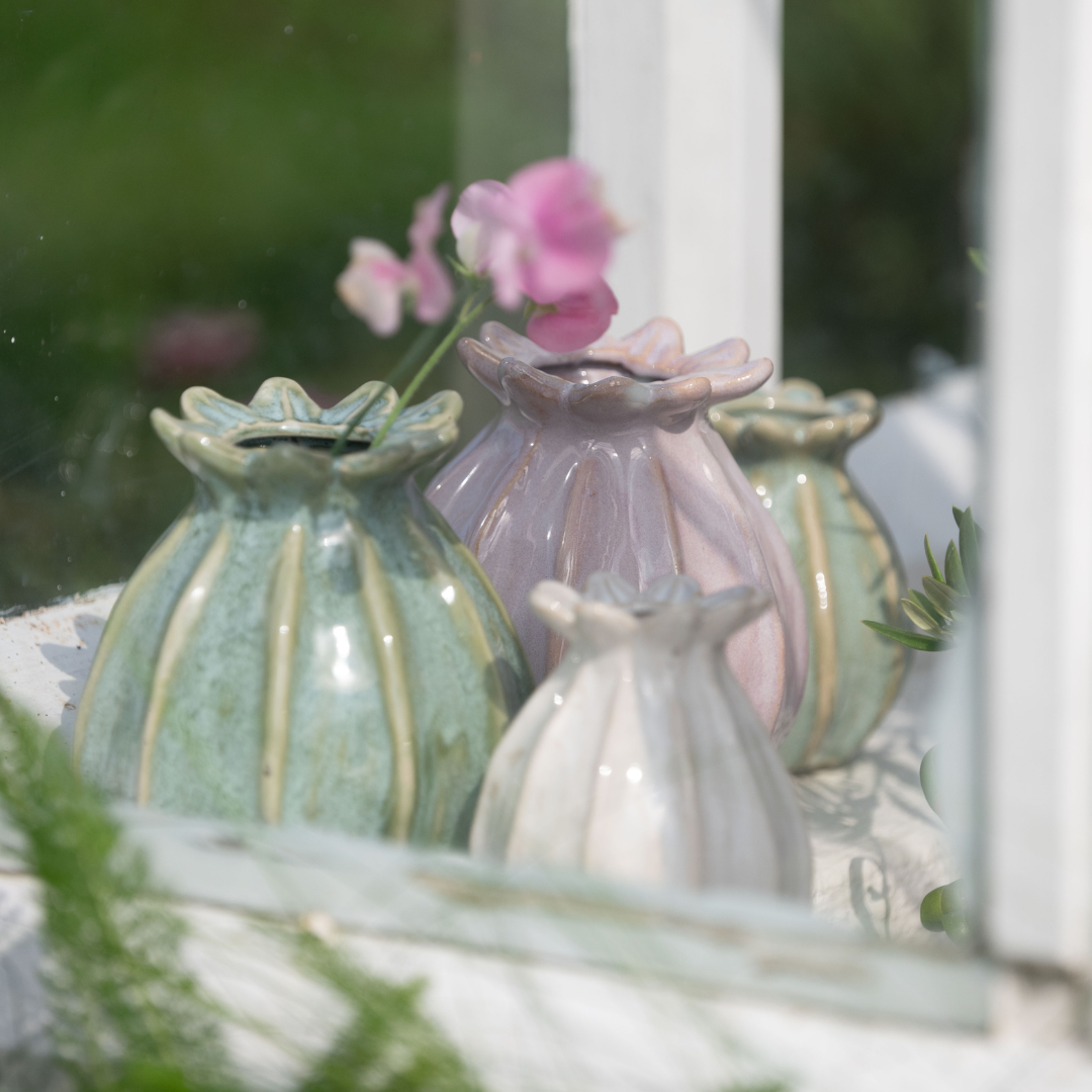 Lillian Poppy Seed Head Vase | Light Green | Large