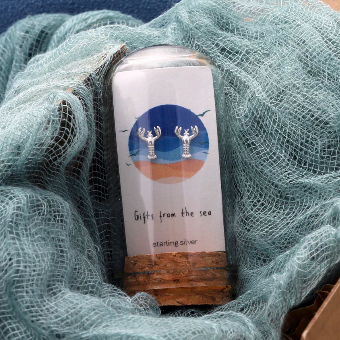 Sterling Silver Earrings in a Gift Bottle | Various Coastal Designs