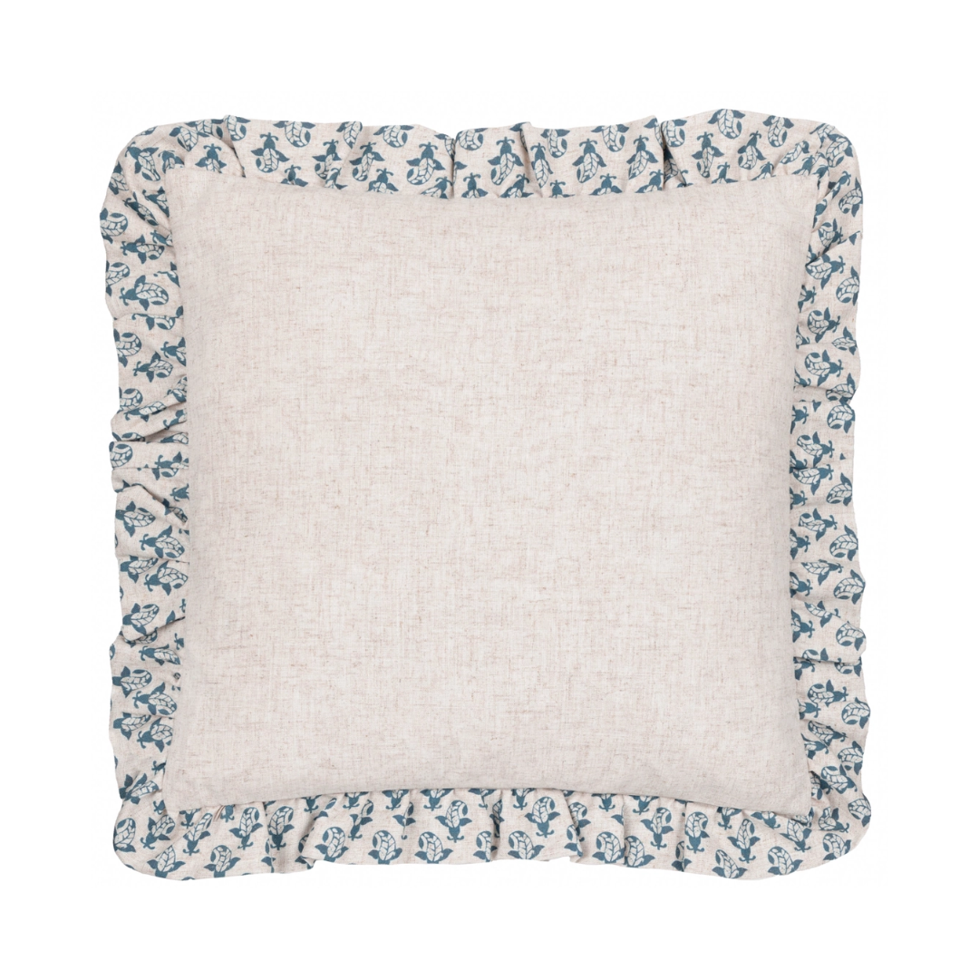 Block Print Lulah Ruffle Cushion | Dusty Blue