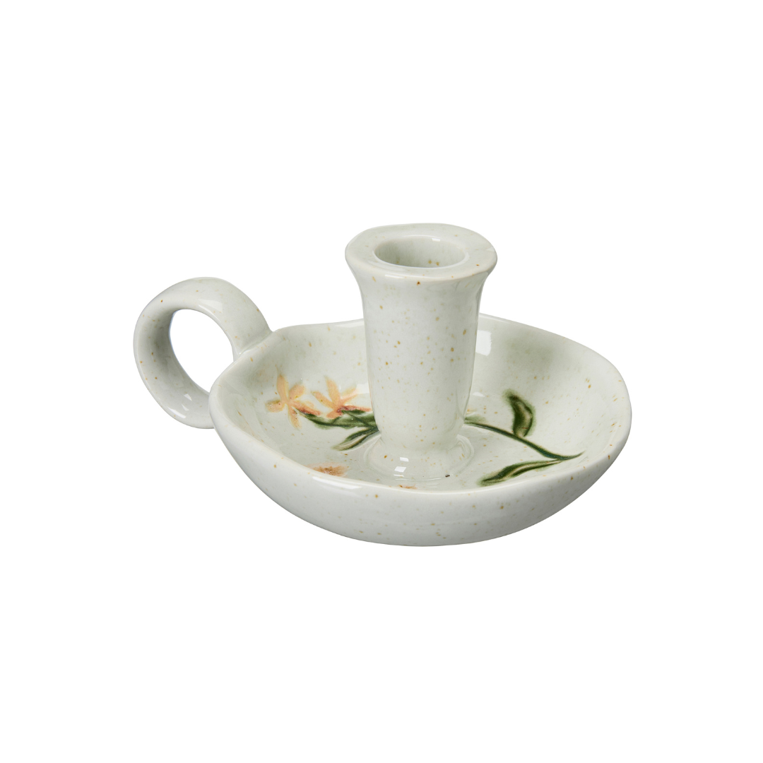 Malva Apricot Flowers Ceramic Candle Holder