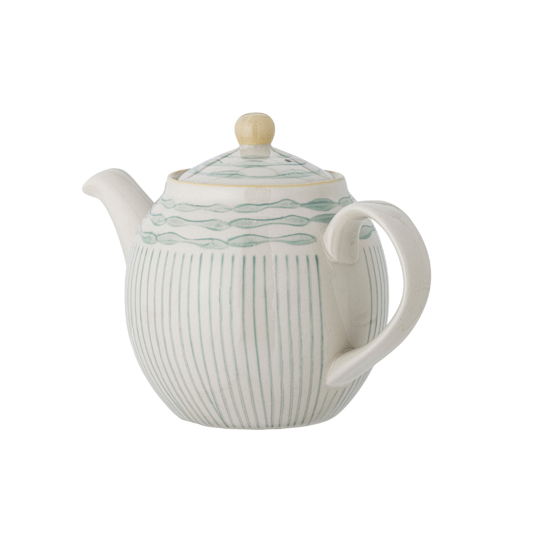 Green Blue Stoneware Maple Teapot