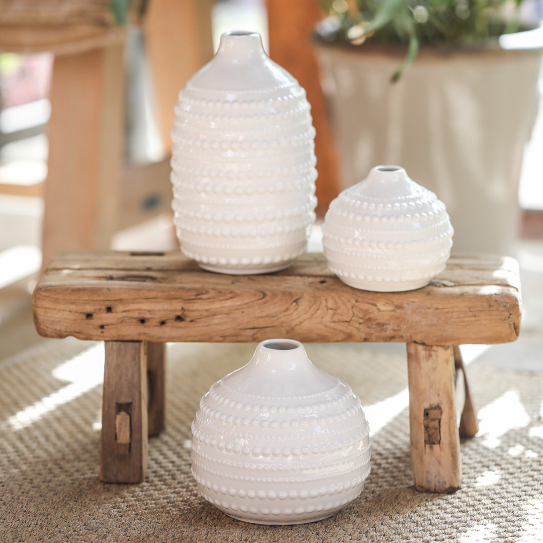 Ceramic Bobble Vase White | Small, Med or Large