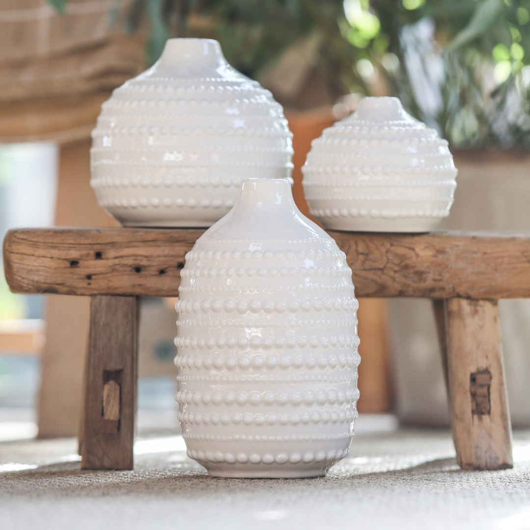 Ceramic Bobble Vase White | Small, Med or Large
