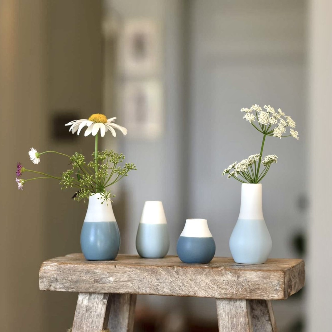 Set of 4 Miniature Pastel Vases | Blue