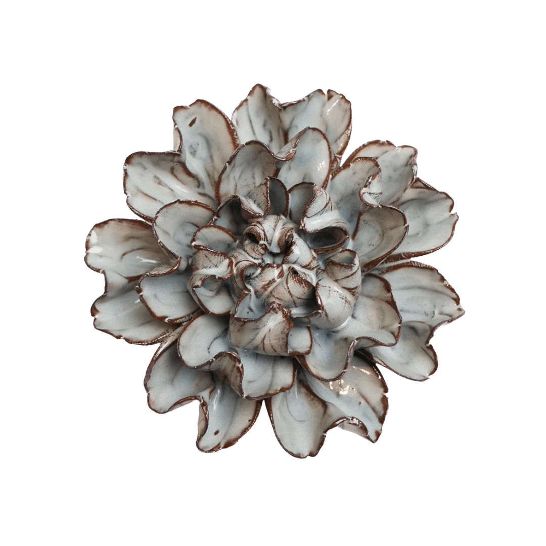 Ceramic Hibiscus | Mint Green & Chocolate