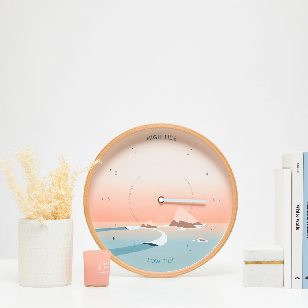 Wooden Tide Clock | Peach Sunrise