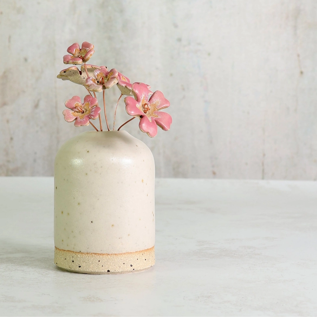 Handmade Ceramic Pink Primrose Flower Stems | Small or Reg