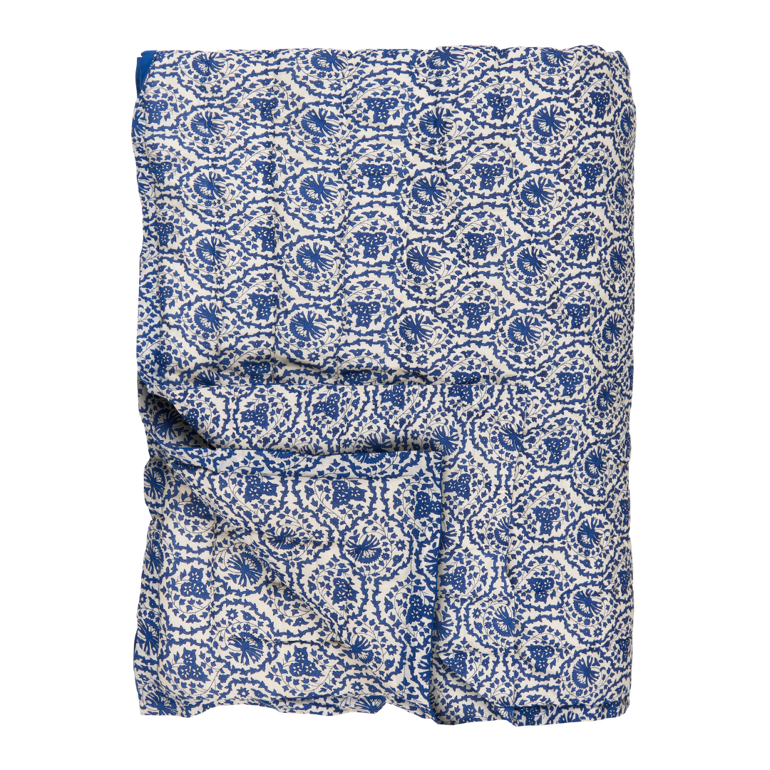 Blue & White Floral Quilt Clara