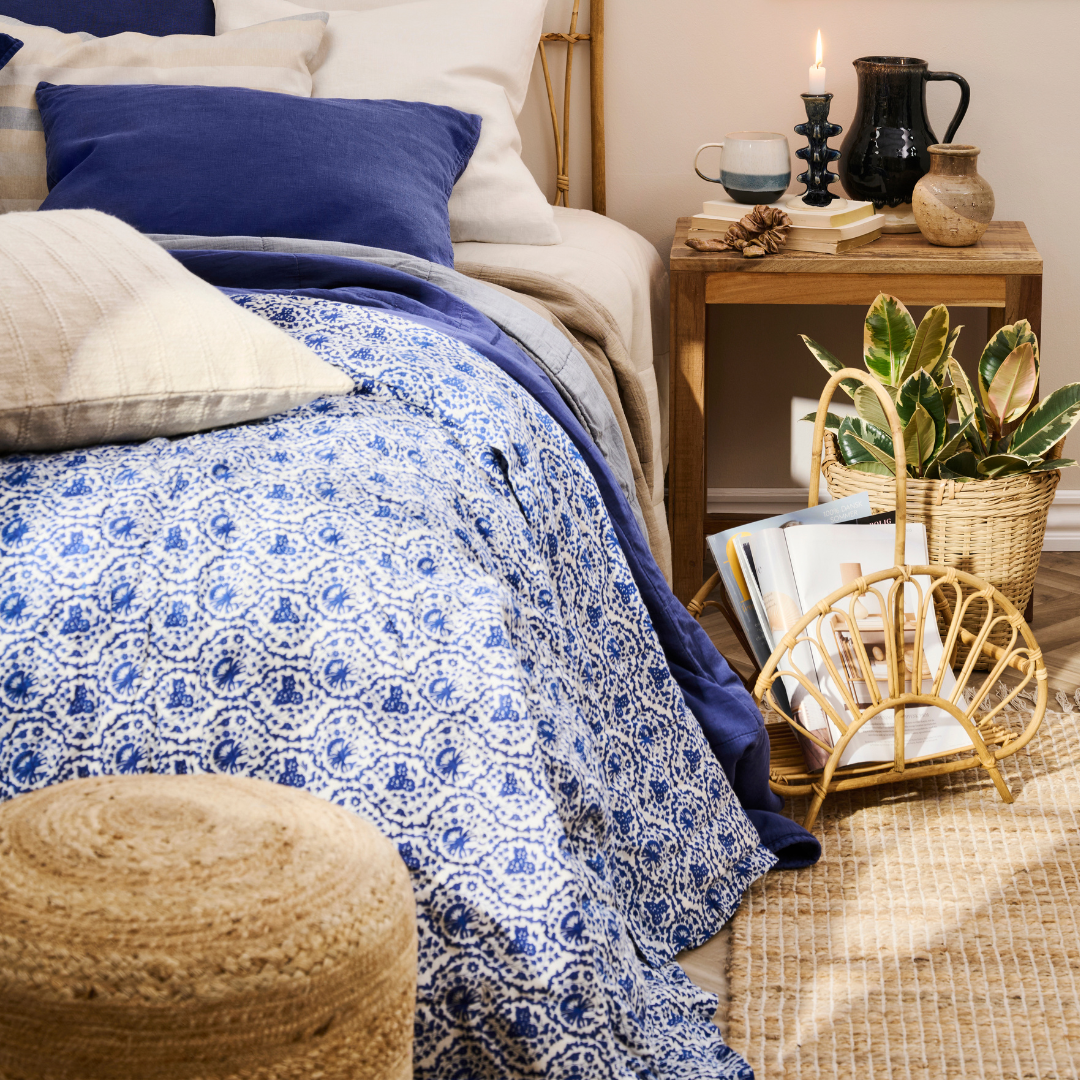 Blue & White Floral Quilt Clara