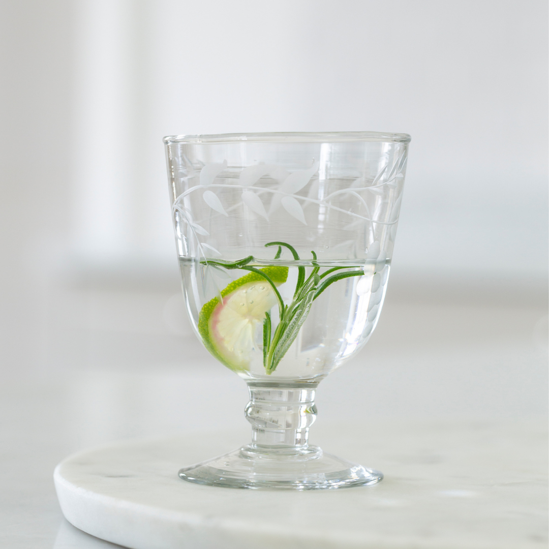 Rambling Vine Etched Wine Glass