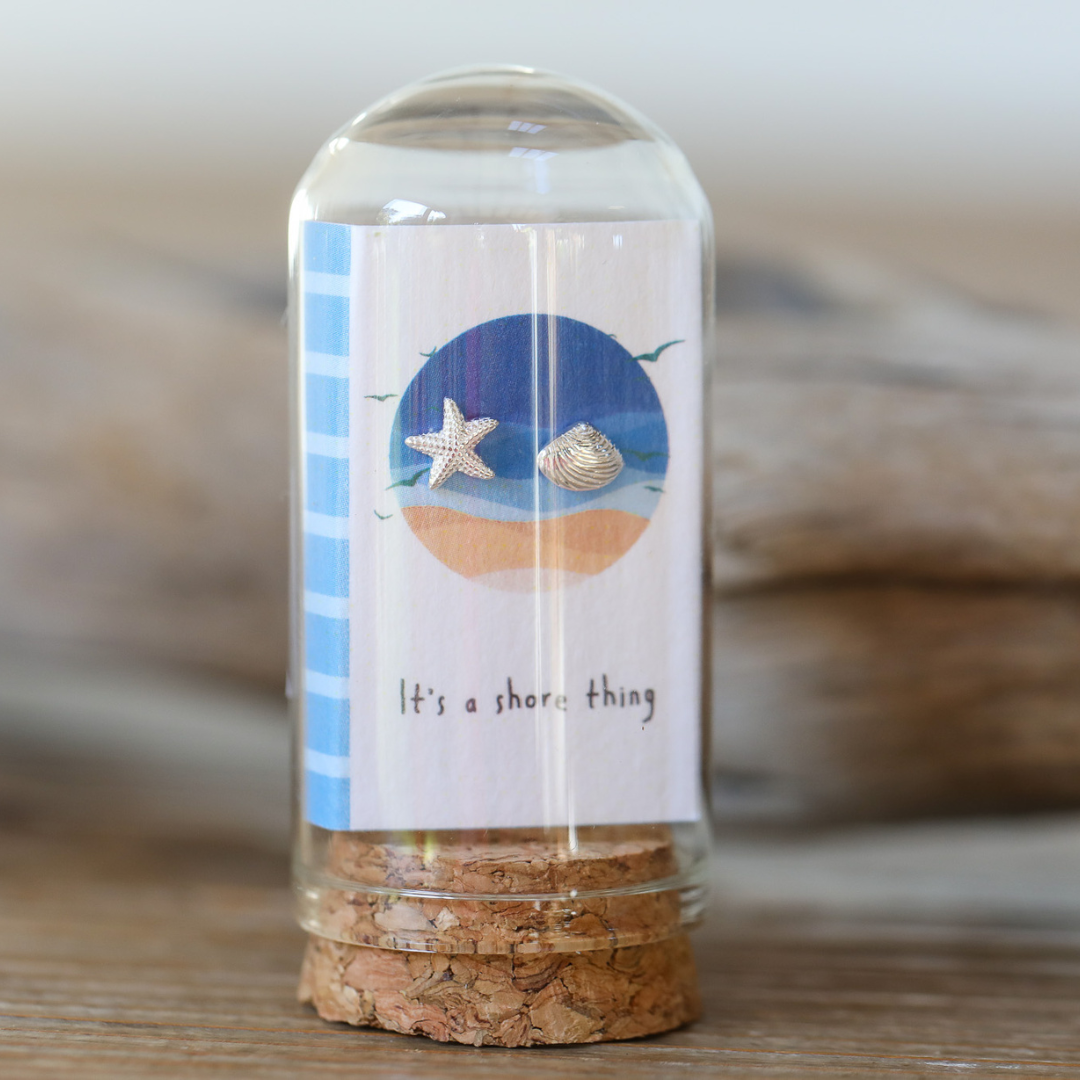 Sterling Silver Earrings in a Gift Bottle | Various Coastal Designs
