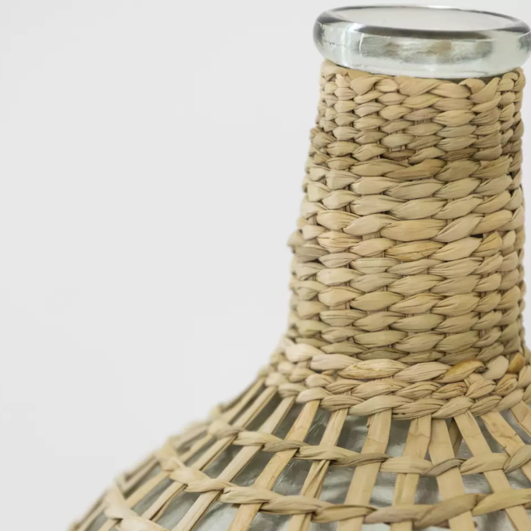 Straw Wrapped Glass Vase
