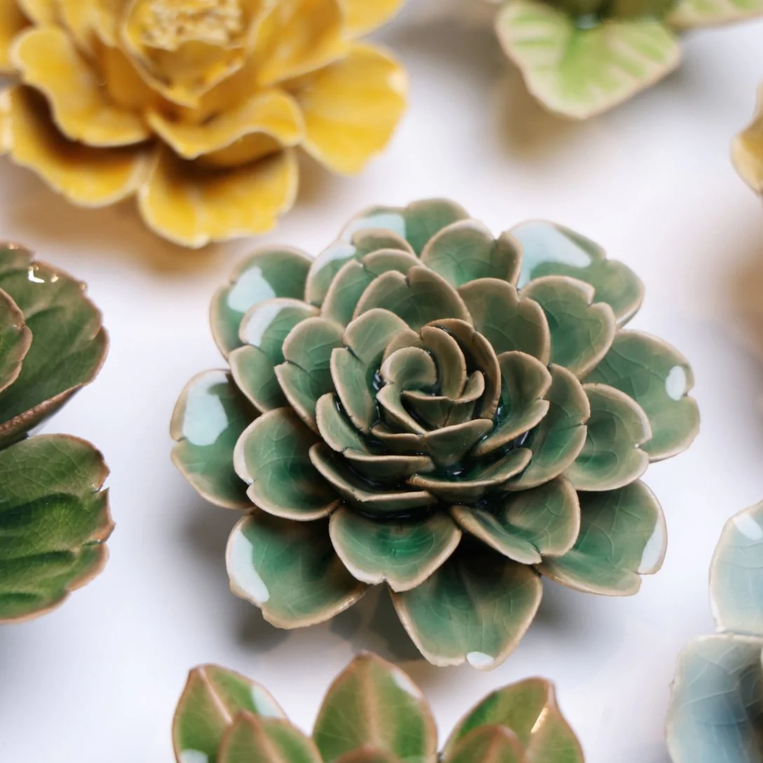 Ceramic Tea Rose | Olive Green