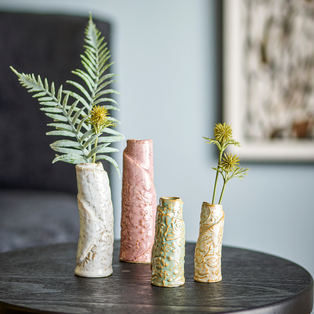 Embossed Temple Vases | Set of 4