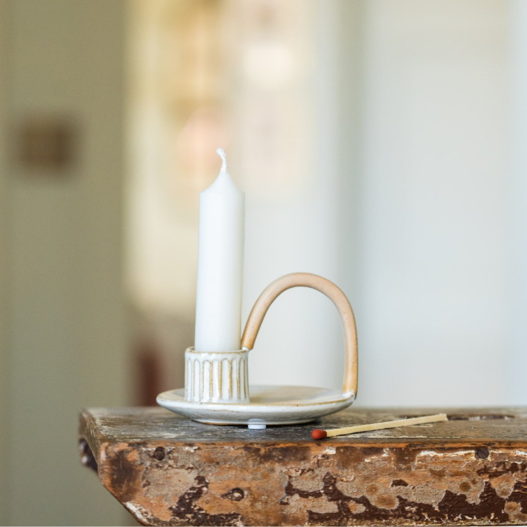 White Ceramic Candle Holder