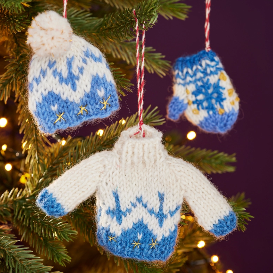 Knitted Blue Winter Woolies | Set of Three