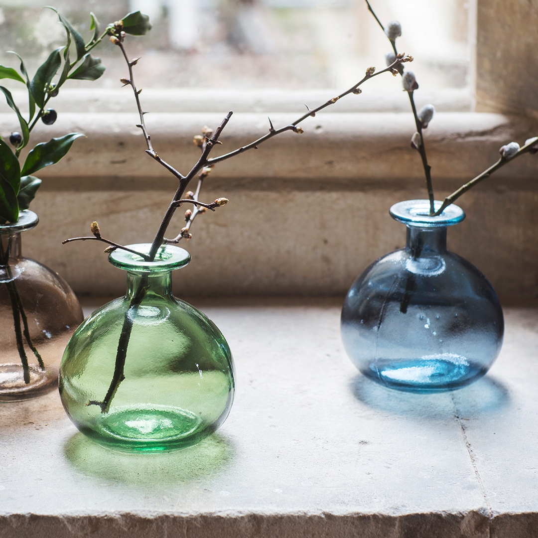 Recycled Glass Bud Vase | Blue