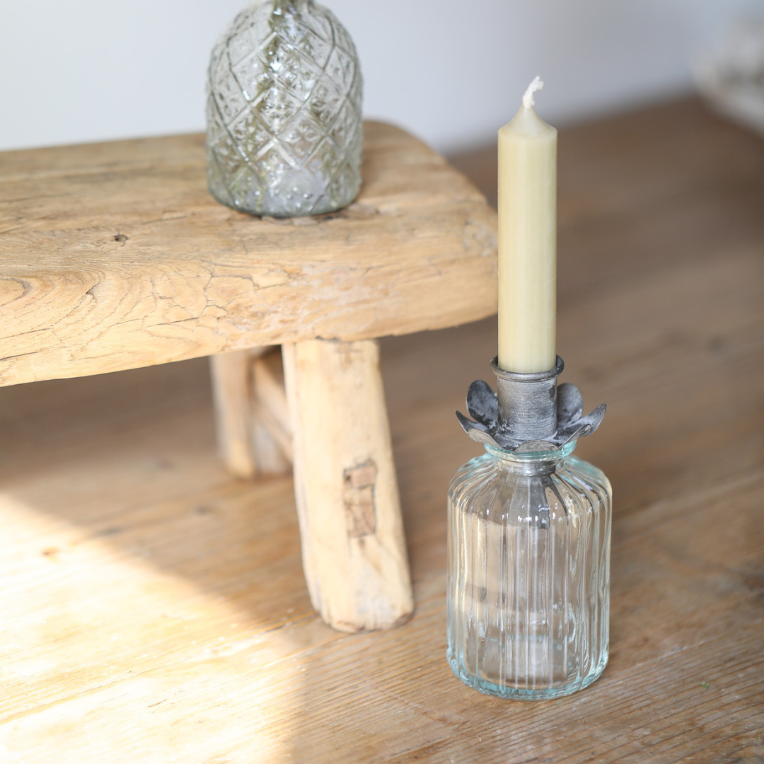 Bottle Top Candle Holder | Zinc Flower