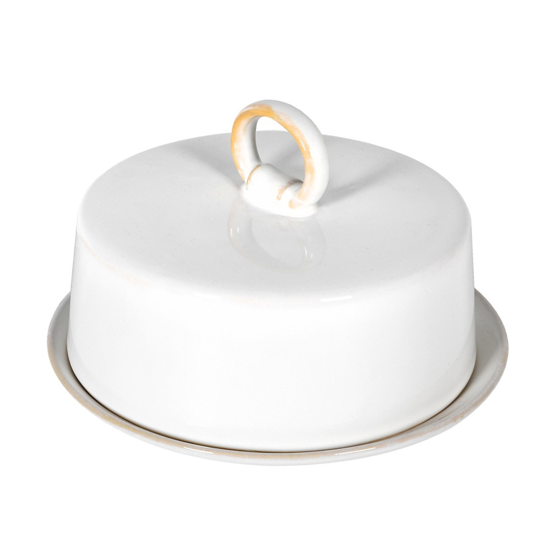 Circular Ceramic Butter Dish | White