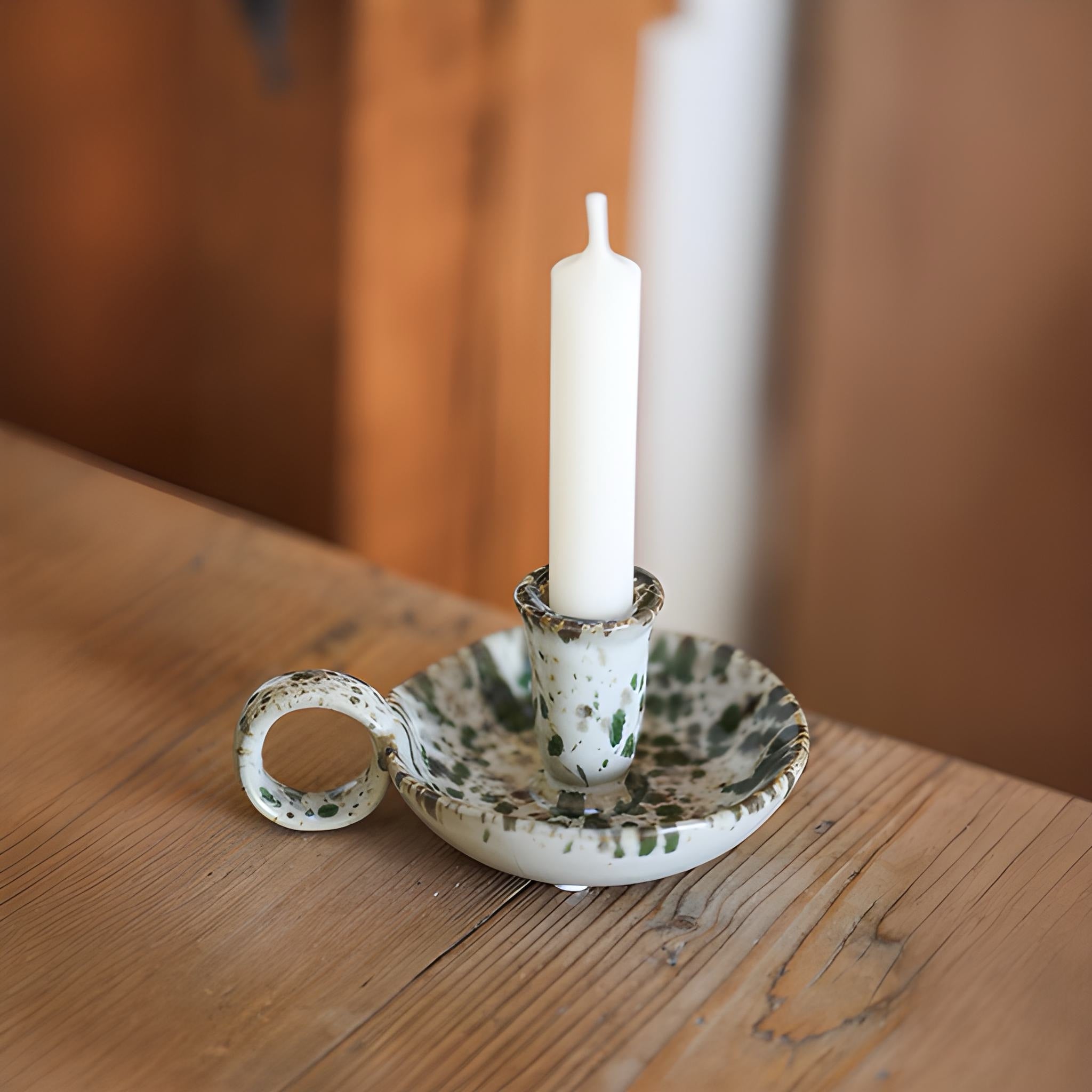 Green Mottled Amanda Candle Holder